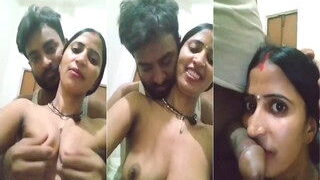 Desi Vlg Wife Boobs Pressing And Blowjob | Viral MMS Desi